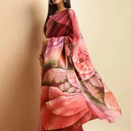 navyasa by liva Multicolor Printed Saree With Unstitched Blouse image 3