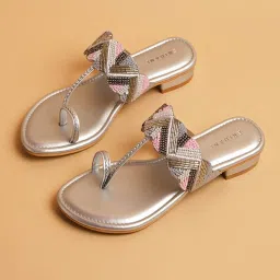 Eridani Women's Maira Silver Toe Ring Sandals image 1