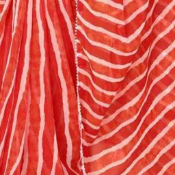 Satrani Red Leheriya Saree With Unstitched Blouse image 3