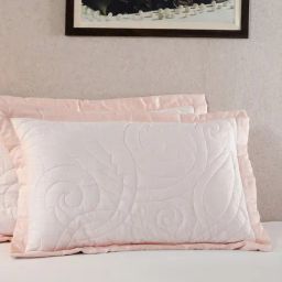 Maspar Tranquil Essence Cambric Lawn Quilted Peach Cotton Standard Size Pillow Sham - Set of 2-picture-36