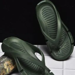 Woodland Men's Olive Flip Flops-picture-3