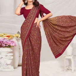 Satrani Maroon Paisley Saree With Unstitched Blouse image 3