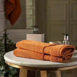 DDECOR Live beautiful Orange Cotton 650 GSM Hand Towels - Set of 2 image 1