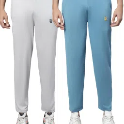 Vimal Jonney Light Grey & Blue Cotton Lounge Pants - Pack of 2 image 1