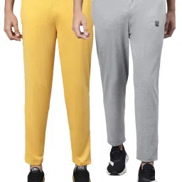 Vimal Jonney Yellow & Grey Melange Cotton Lounge Pants - Pack of 2 image 1