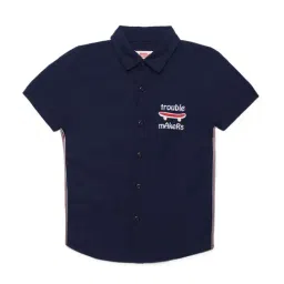 Under Fourteen Only Kids Navy Solid Shirt-picture-33
