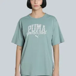 Puma Green Moon Cotton Relaxed Fit Logo Printed T-Shirt-image-15