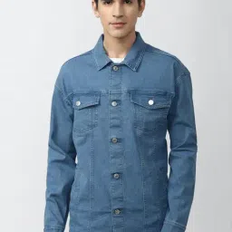 Forever 21 Blue Regular Fit Printed Denim Jacket-picture-36