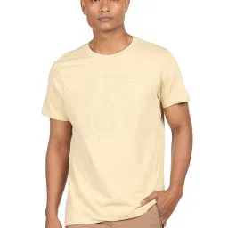 Arrow New York Beige Cotton Regular Fit Printed T-Shirt image 1
