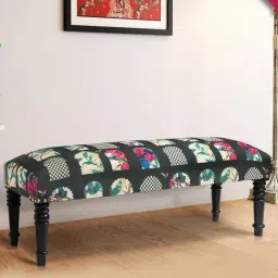 India Circus by Krsnaa Mehta Signature Window Printed Black Sheesham Wood Bench-picture-20