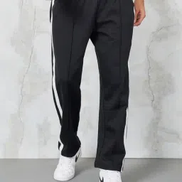 Styli Black Relaxed Fit Striped Cotton Trackpants-image-59