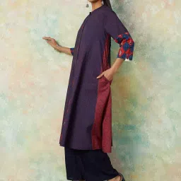 Melange by Lifestyle Blue Cotton Printed A Line Kurta image 3
