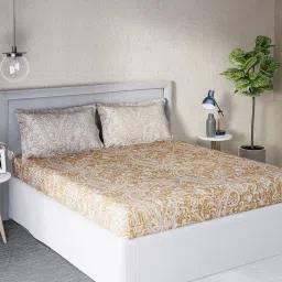 DDecor Others Brown 136 TC Cotton Double Bedsheet with 2 Pillow Covers image 1