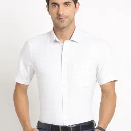 Turtle White Cotton Regular Fit Checks Shirt image 1