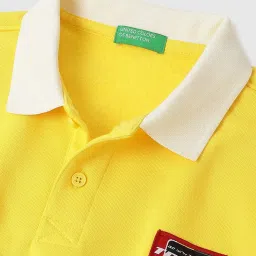 United Colors of Benetton Boys Yellow Cotton Blend Colorblock Sweatshirt image 3