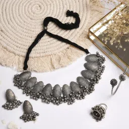 Teejh Pitara Collection Vaidehi Silver Oxidized Jewellery Set image 1