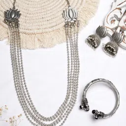 Teejh Pitara Collection Rakha Silver Oxidized Jewellery Set image 1