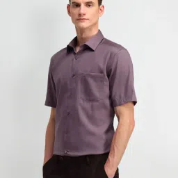 Arrow Dark Purple Cotton Regular Fit Shirt image 3
