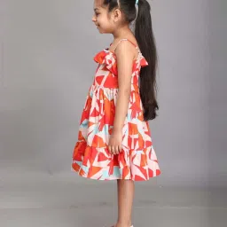 Biglilpeople Girls Orange Printed Dresses image 3