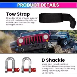 amiciauto Amici Auto Heavy-Duty Tow Strap High-Strength Nylon 3000 Kg Capacity and 4 m Length, 1xTR-4M3T image 4