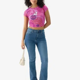 The Souled Store Pink Slim Print T-Shirt image 3