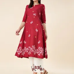 Rangmanch by Pantaloons Red Cotton Printed 3/4th sleeve Kurti image 3
