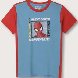 Blue Giraffe Kids Blue & Red Cotton Printed Spiderman T-Shirt image 1
