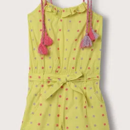 Blue Giraffe Kids Green Cotton Printed Jumpsuit image 1