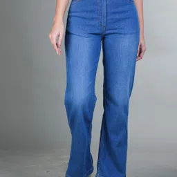 The Roadster Lifestyle Co. Blue Flared-Fit High Rise Clean Look Cotton Jeans-image-33