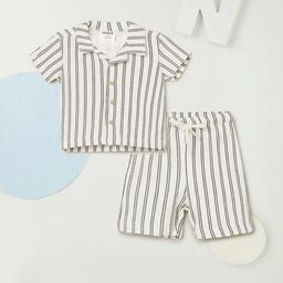 max Boys Striped Pure Cotton Shirt With Shorts-picture-23
