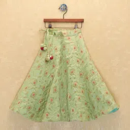 Piccolo Kids Green Zari Flared Lehenga & Blouse image 2