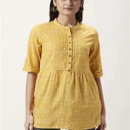 Akkriti by Pantaloons Yellow Cotton Printed Tunic image 1