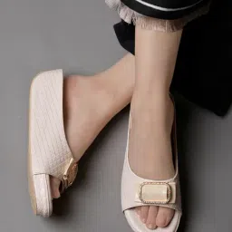 Shoetopia Women's Cream Casual Wedges-picture-40