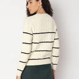 Vero Moda Beige & Black Self Design Pullover image 3