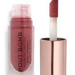 Makeup Revolution Pout Bomb Plumping Lip Gloss Dusty Pink - 4.6 ml image 1