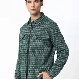 Rare Rabbit Green Relaxed Fit Checks Shaket image 3