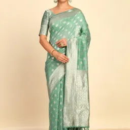 Soch Womens Sap Green Tussar Woven Design Saree-picture-10