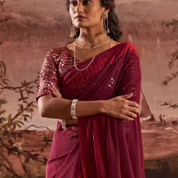 Saree Mall Pink Printed Sarees With Unstitched Blouse image 3