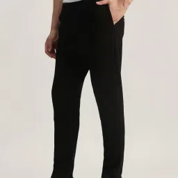 Iconic Black Cotton Regular Fit Trackpants image 3