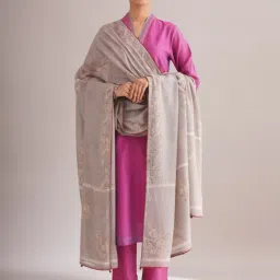 Jaypore Women Grey Dabu Print Dupatta-image-98