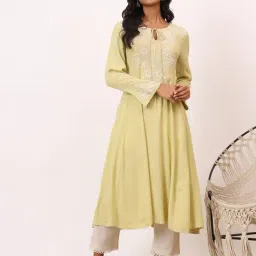 Folksong By W Yellow Embroidered Kurta image 3