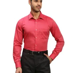 Raymond Red Cotton Contemporary Fit Shirt-image-3