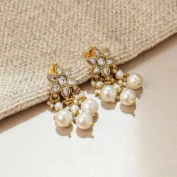 Curio Cottage Gold Meira Blooming Star Polki Dangler Earrings-picture-27