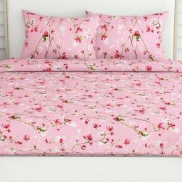 Haus & Kinder Pink 186 TC Cotton Bedsheet with 1 Pillow Cover-picture-35