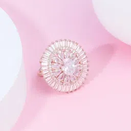 Zaveri Pearls Rose Gold Cubic Zirconia Party Bling Statement Brass Adjustable Finger Ring-ZPFK16101-picture-30