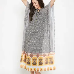 The Kaftan Company Beige & Black Printed Kaftan image 4