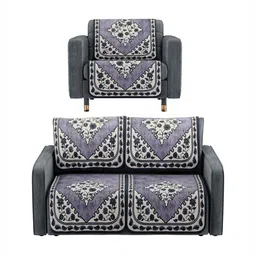 Myntra Elegant Homes Grey & White Cotton Sofa Cover image 2