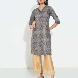 Rangmanch By Pantaloons Blue Regular Fit Printed Kurta-picture-39