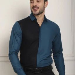 Indian Needle Peacock Regular Fit Colour Block Shirt-picture-41