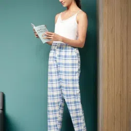 Kryptic Yellow & Teal Blue Cotton Relaxed Fit Printed Lounge Pants - Pack of 2 image 5